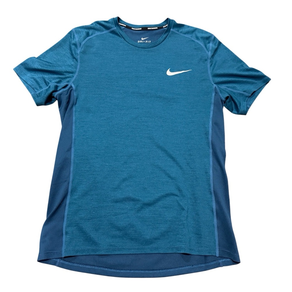 Nike Running Mens Dri-Fit Short Sleeve Polyester T-Shirt Size Medium Teal Blue